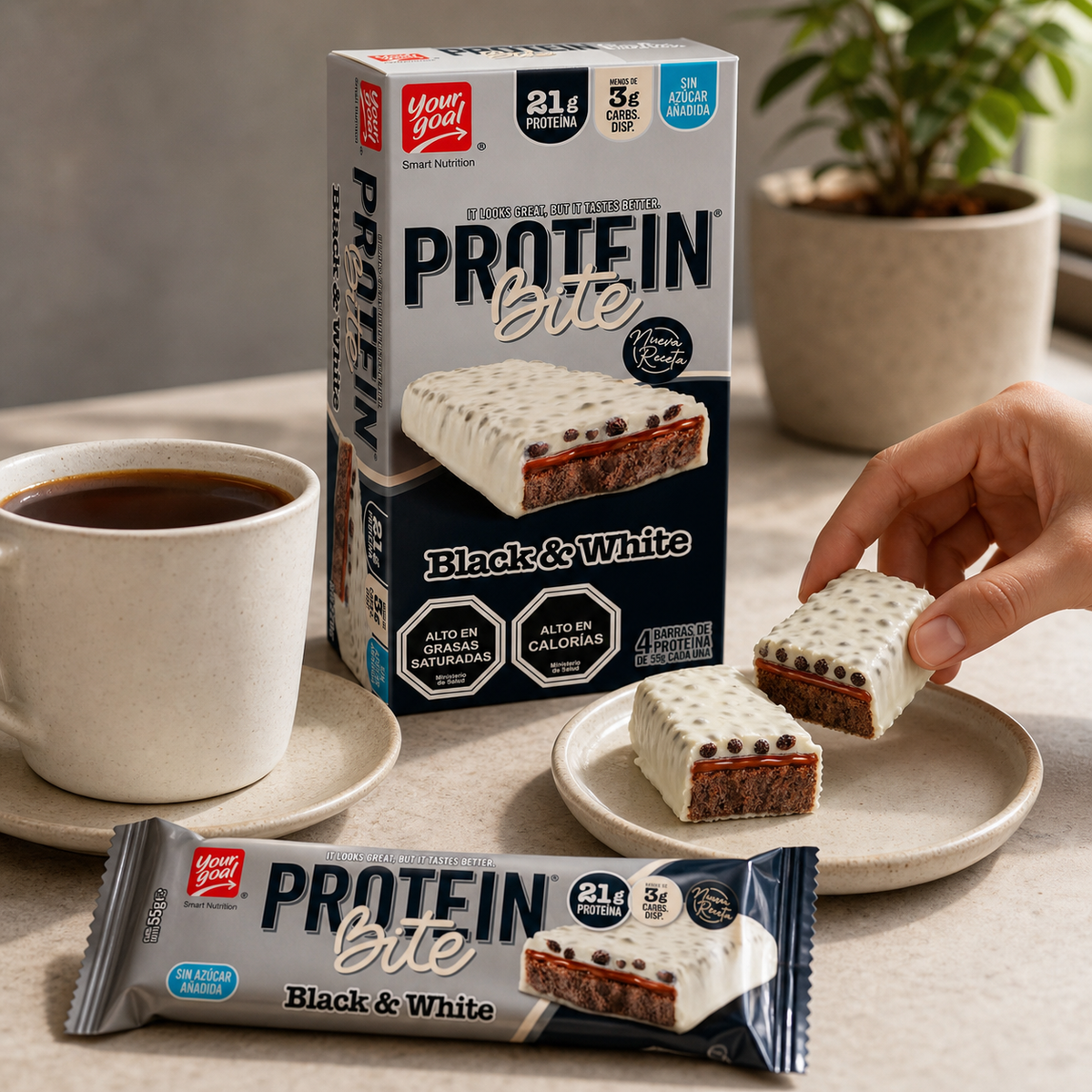Barra de Proteína Bite Your Goal Black & White 4 Un de 55 g