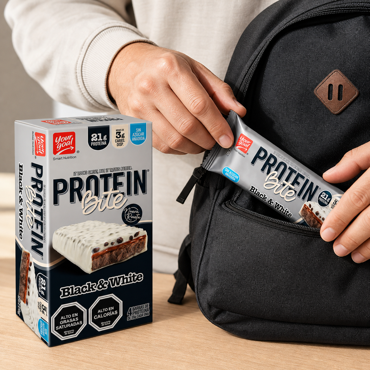 Barra de Proteína Bite Your Goal Black & White 4 Un de 55 g