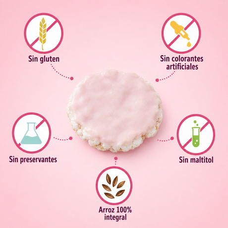 Galletas de Arroz con Cobertura de Yogurt Frutilla Mizos Caja 28 Un de 25 g