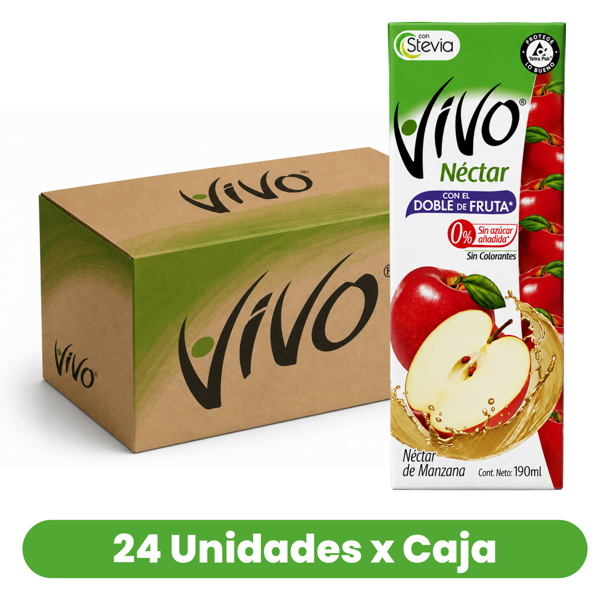 Néctar de Manzana Vivo Caja 24 Un de 190 ml