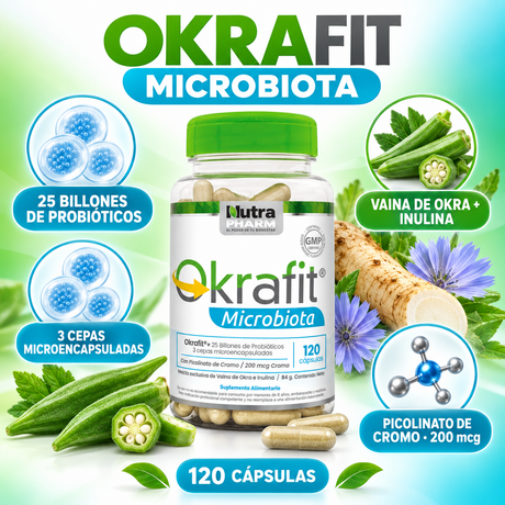 Quemador de Grasa Okrafit Microbiota Probiotix Nutrapharm 120 Cáps