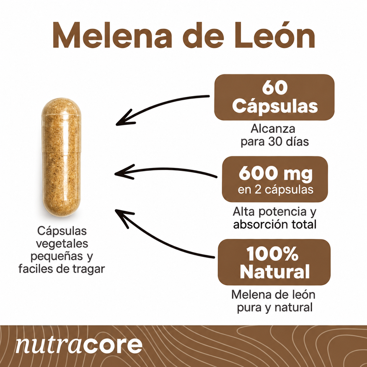 Melena de León 600 mg Nutracore 60 Cáps