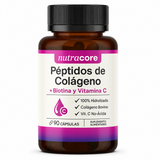 Péptidos de Colágeno con Biotina y Vitamina C Nutracore 90 Cáps