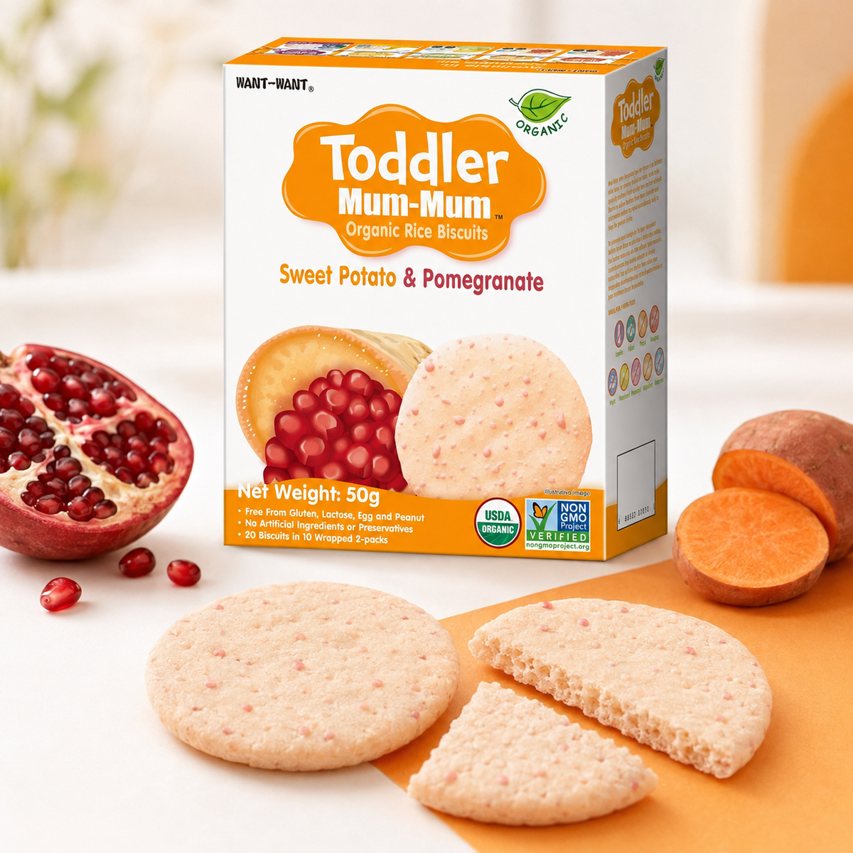 Galletas Orgánicas Toddler Mum-Mum Camote y Granada 50 g