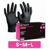 Guantes de Nitrilo Texturizados Tresor Negro Talla S-M-L 100 Un