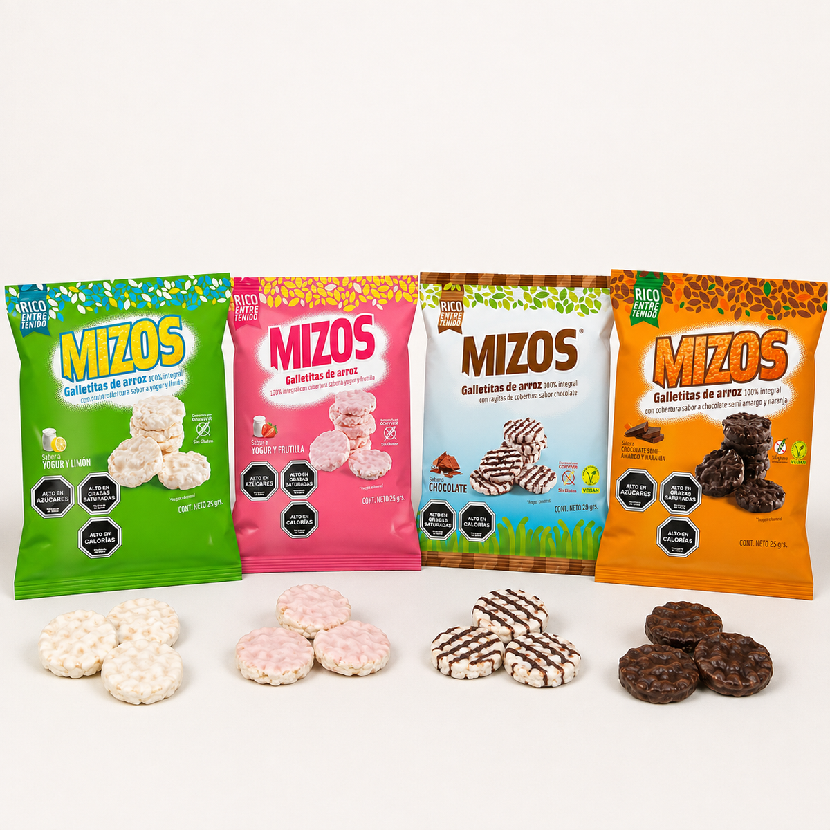 Galletas de Arroz Mizos Mix 4 Sabores Caja 28 Un de 25 g