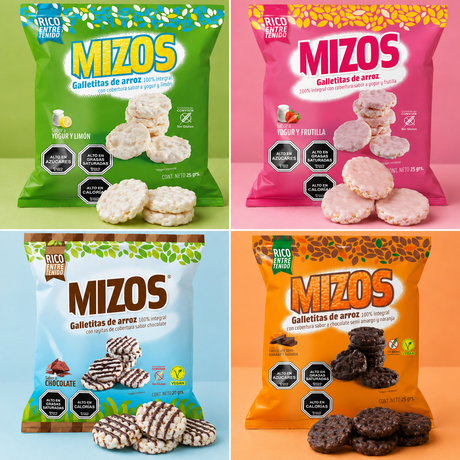 Galletas de Arroz Mizos Mix 4 Sabores Caja 28 Un de 25 g
