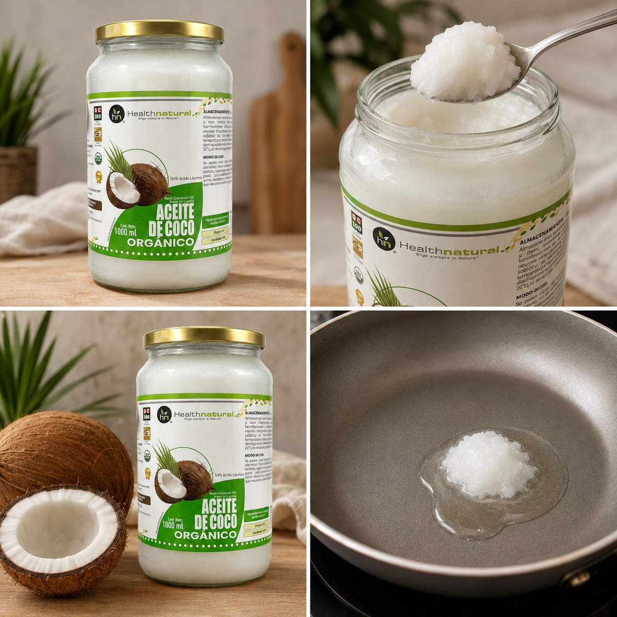 Aceite de Coco Orgánico Extra Virgen Health Natural 1 Litro