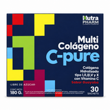 Multi Colágeno en Polvo C-PURE Sabor Guayaba NutraPharm 30 Sachets