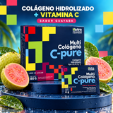 Multi Colágeno en Polvo C-PURE Sabor Guayaba NutraPharm 30 Sachets