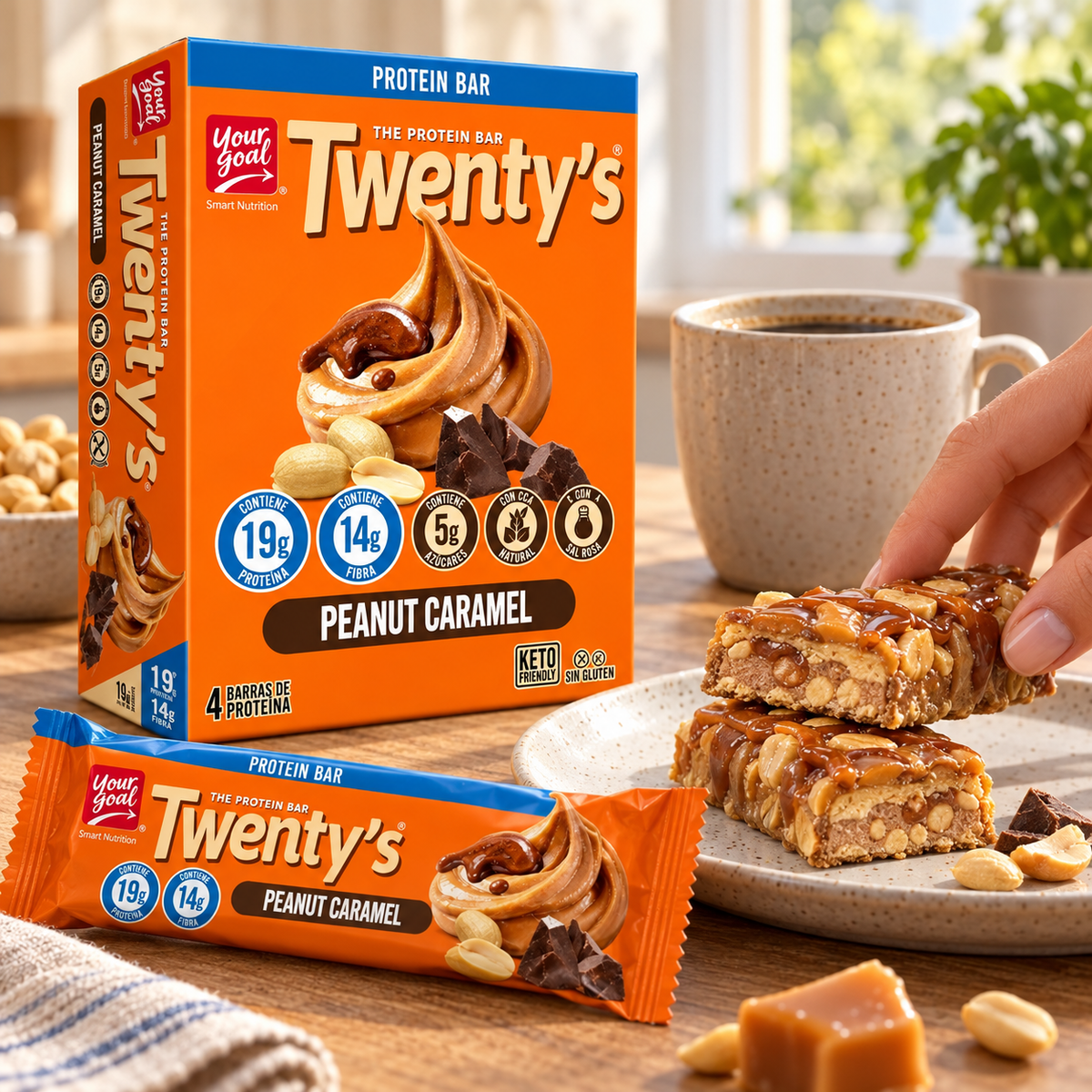 Barras de Proteina Twentys Peanut Caramel 4 Un de 60 g