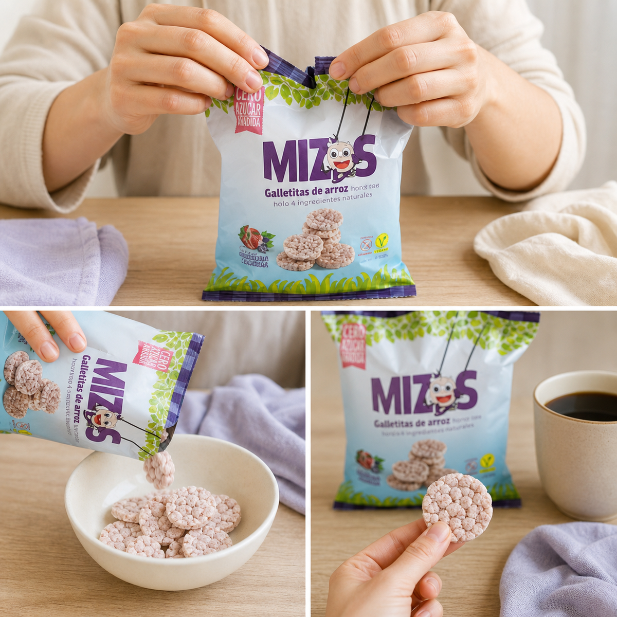 Galletas de Arroz Integral Mizos Sabor Arándano Caja 28 Un de 25 g
