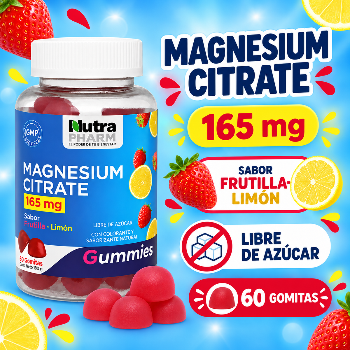Citrato de Magnesio Gomitas de Frambuesa Nutrapharm 60 Un