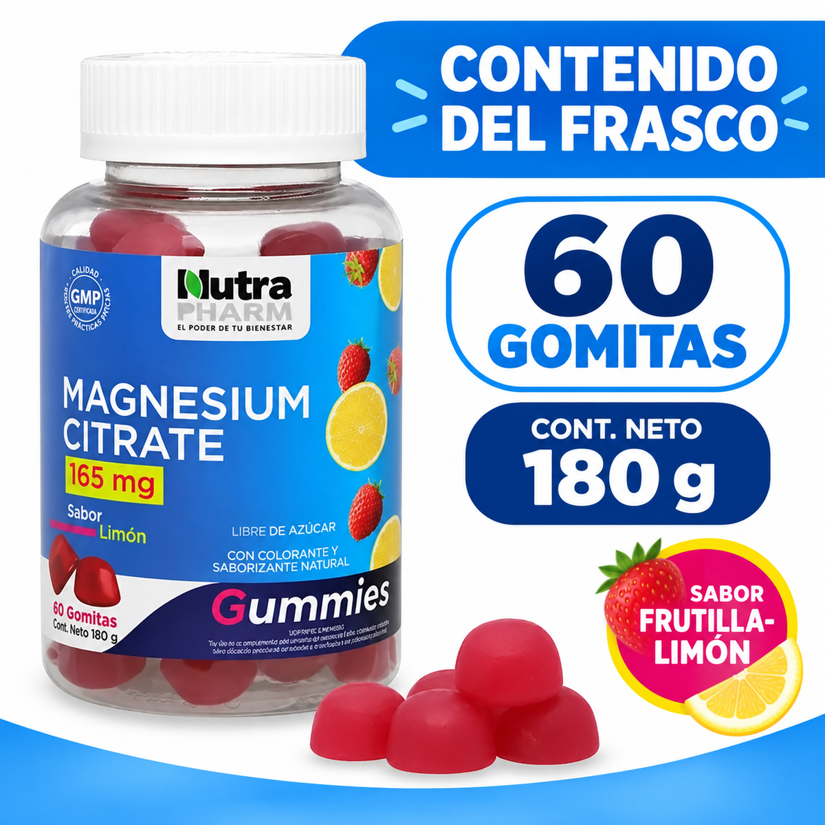 Citrato de Magnesio Gomitas de Frambuesa Nutrapharm 60 Un