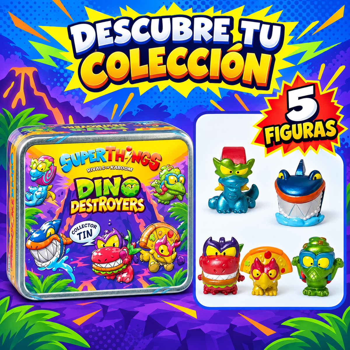 Super Zings Dino Destroyers Lata con 5 Figuras Exclusivas