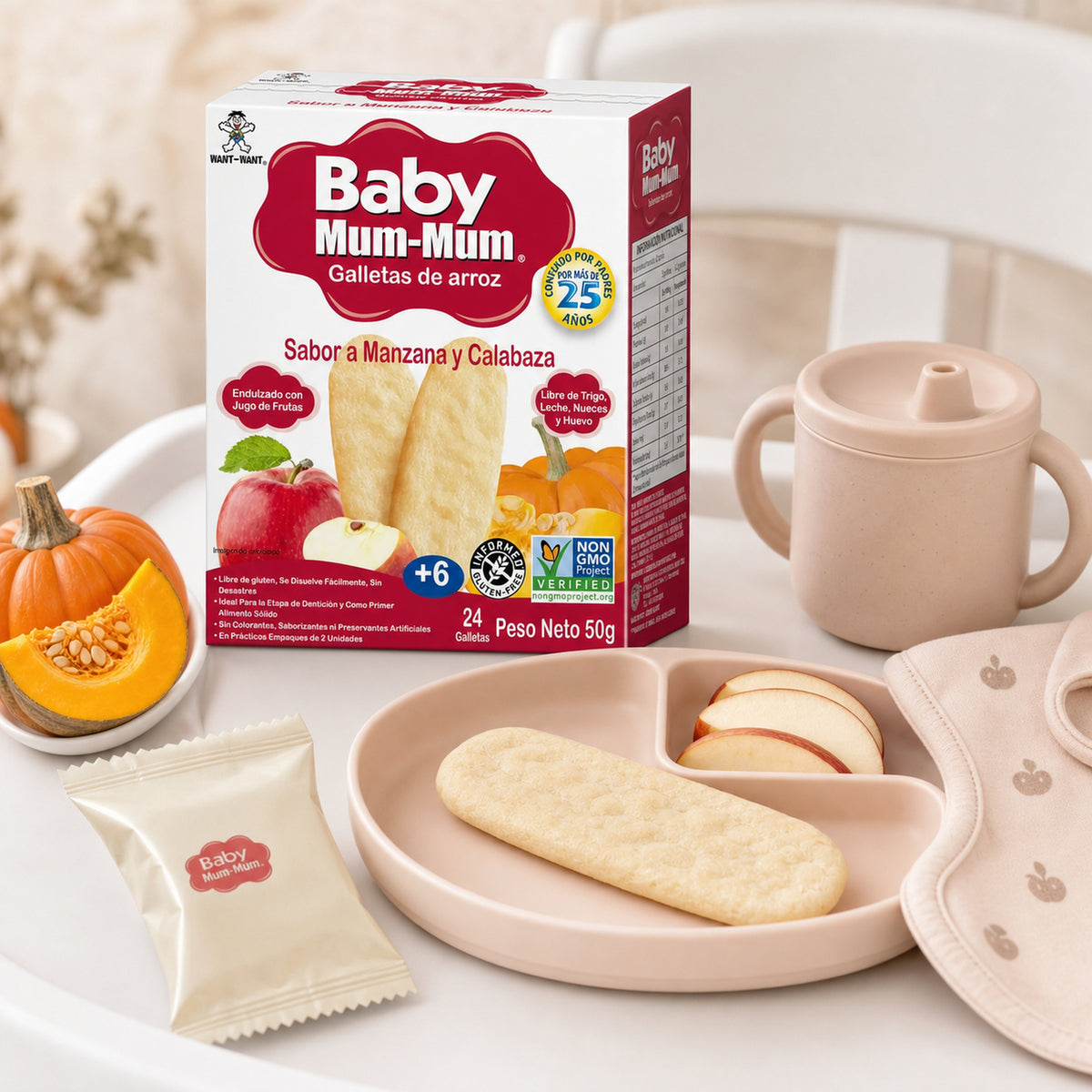 Galletas de Arroz Baby Mum-Mum Manzana Calabaza 50g