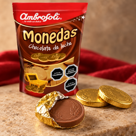 Monedas de Chocolate con Leche Ambrosoli Bolsa 30 Un