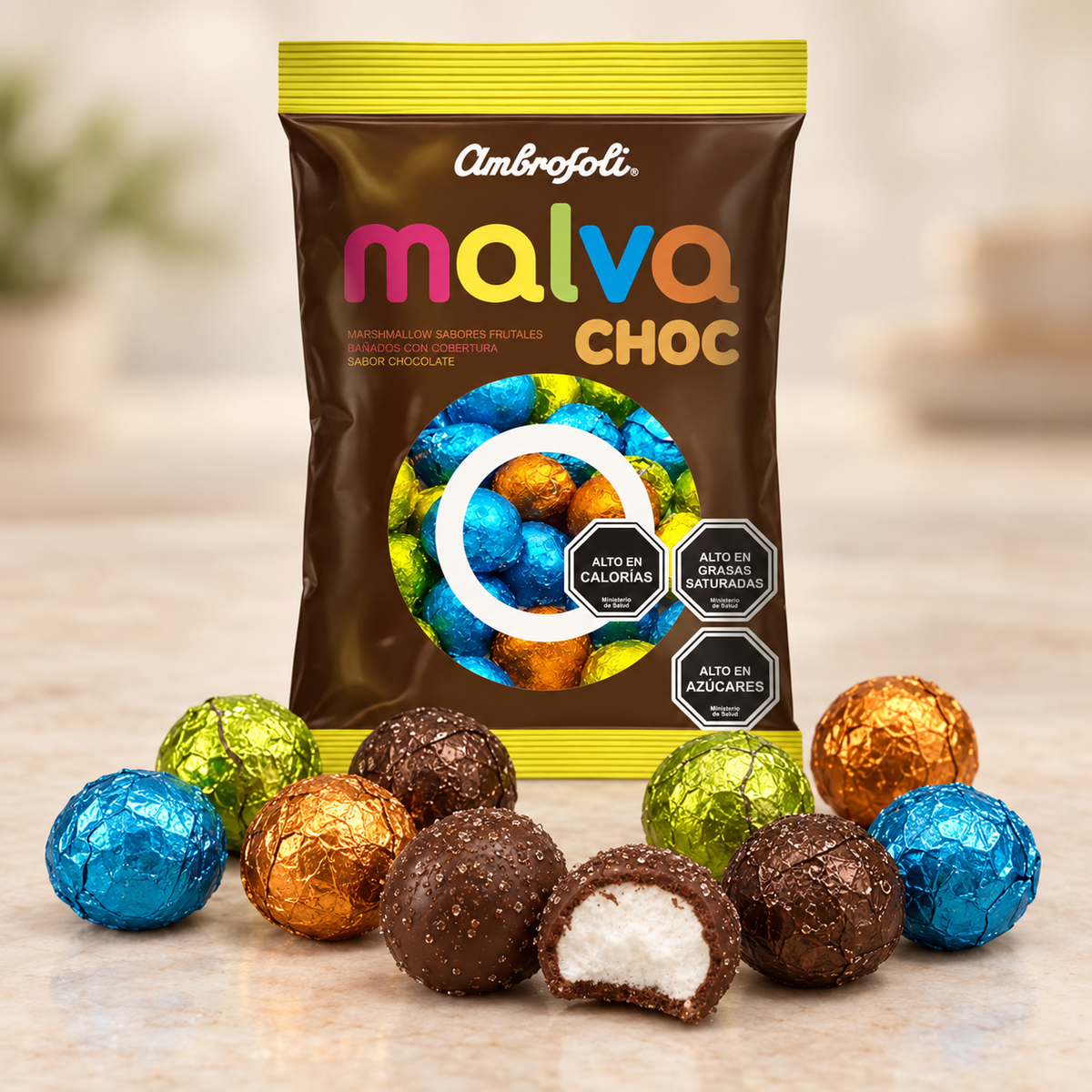 Malvavisco Bañado en Chocolate Malva Choc Ambrosoli Bolsa 196 g