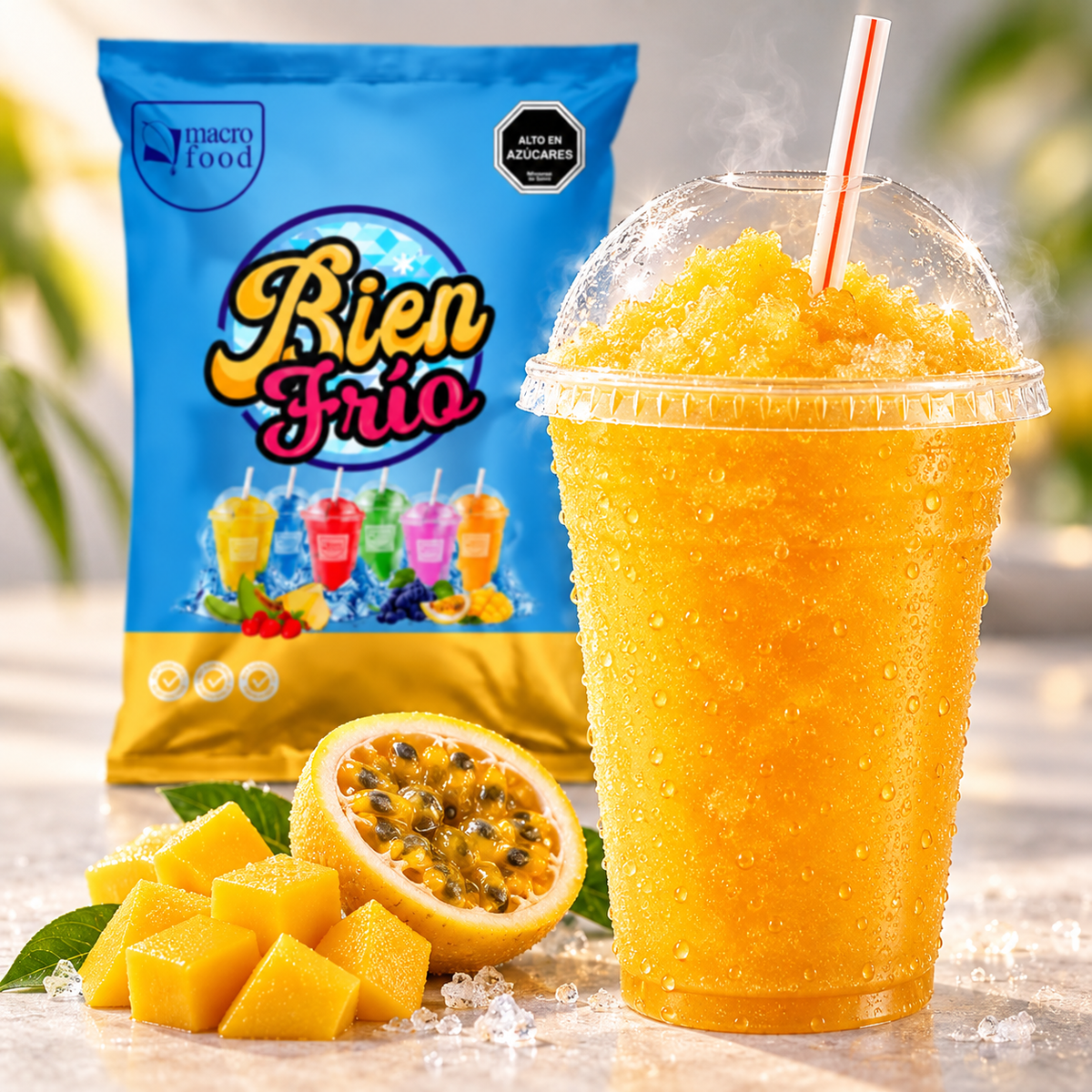 Granizado para Vending Bien Frío Mango Maracuyá Rinde 10 Litro
