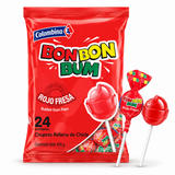 Chupete de Caramelo Bon Bon Bum Sabor Fresa Bolsa 24 Un