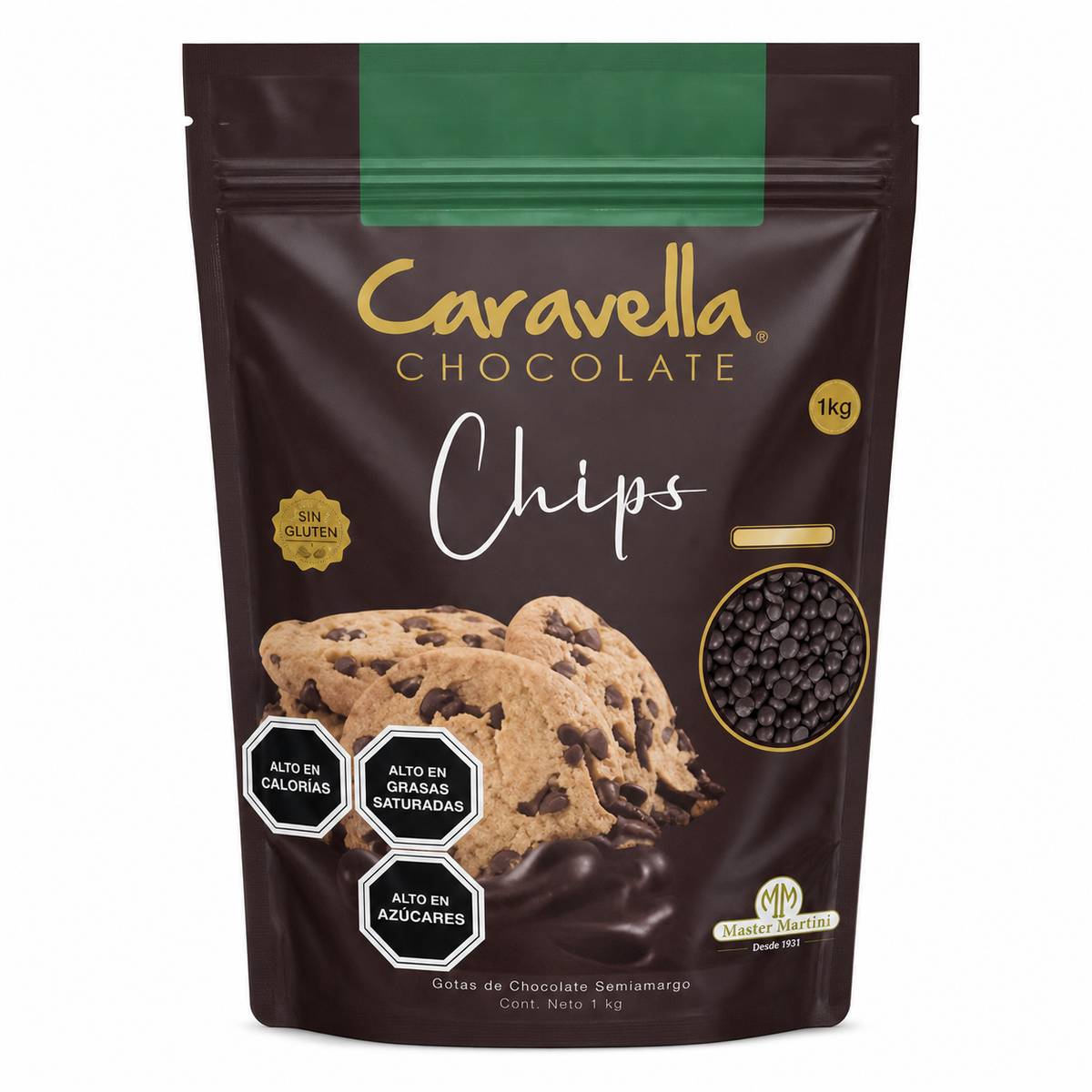 Cobertura De Chocolate Chips Caravella Semi Amargo 1 kg