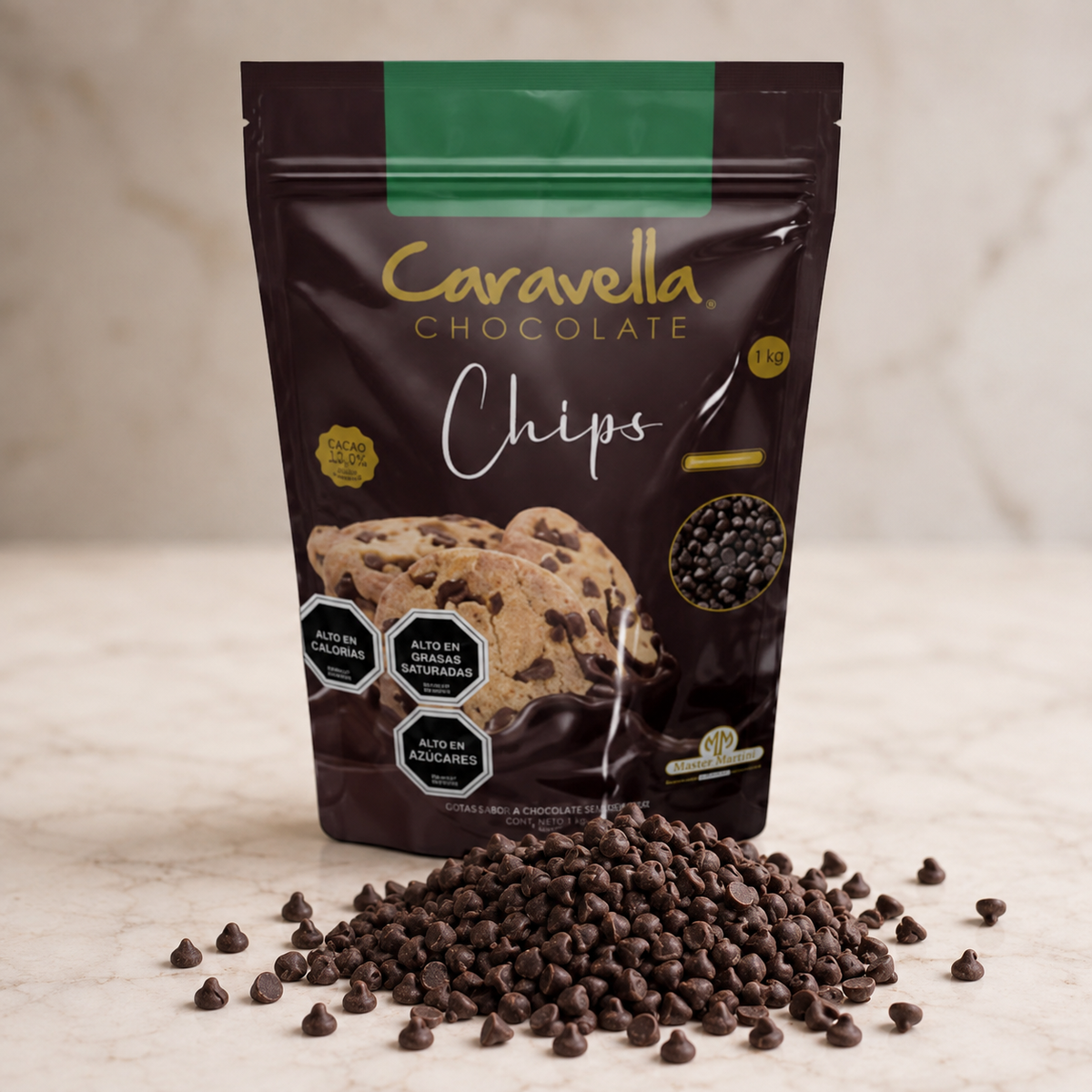 Cobertura De Chocolate Chips Caravella Semi Amargo 1 kg
