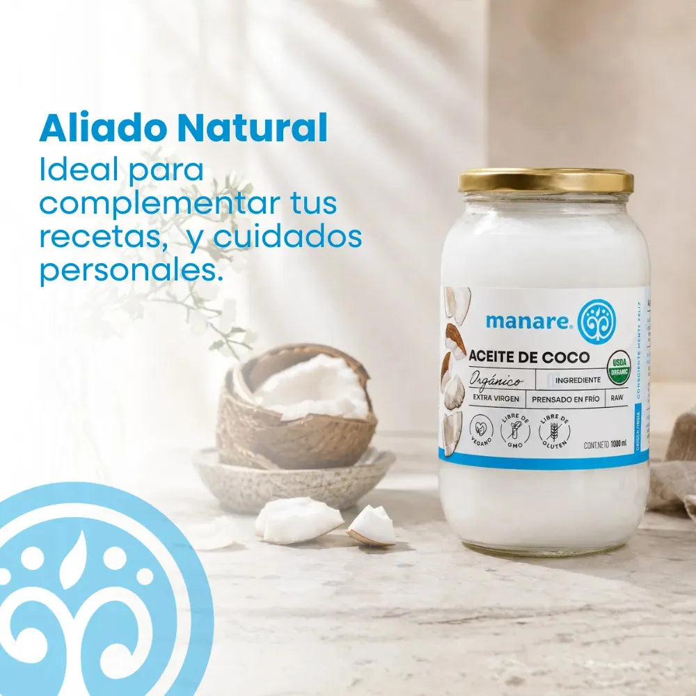 Aceite de Coco Orgánico Extra Virgen Manare 1 Litro