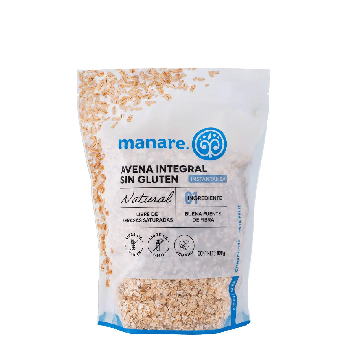 Avena Integral Instantánea Sin Gluten Manare 800 g