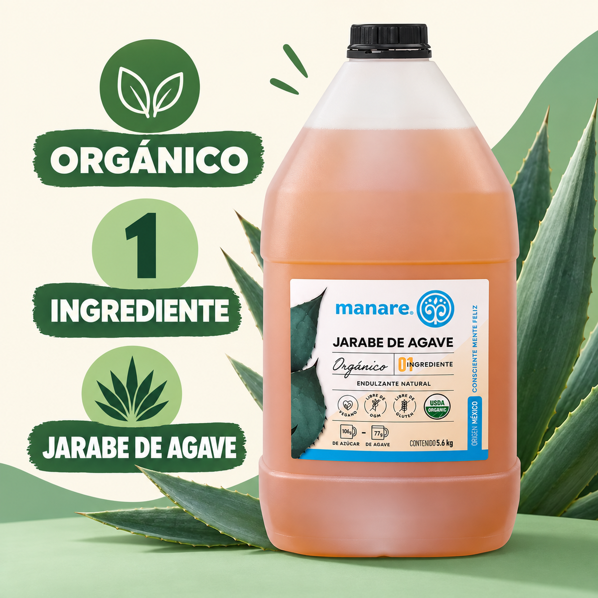 Jarabe de Agave Orgánico Manare 5,6 kg
