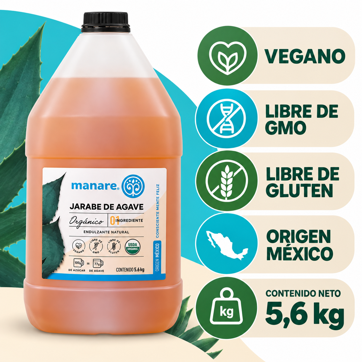 Jarabe de Agave Orgánico Manare 5,6 kg