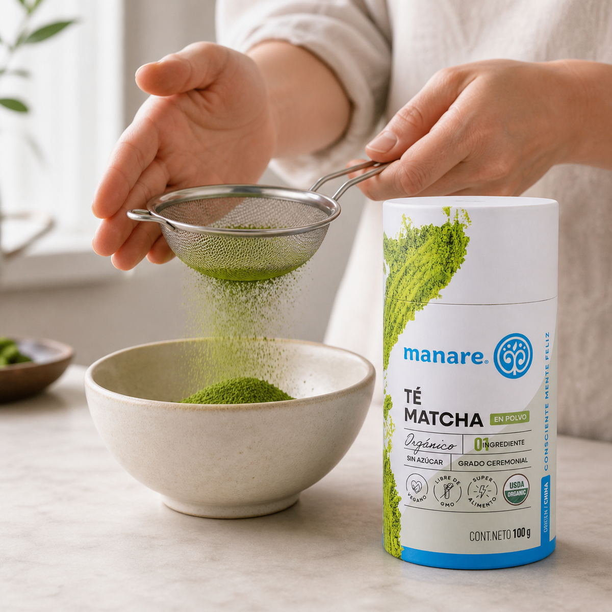 Té Matcha en Polvo Orgánico Sin Azúcar Manare 100 g