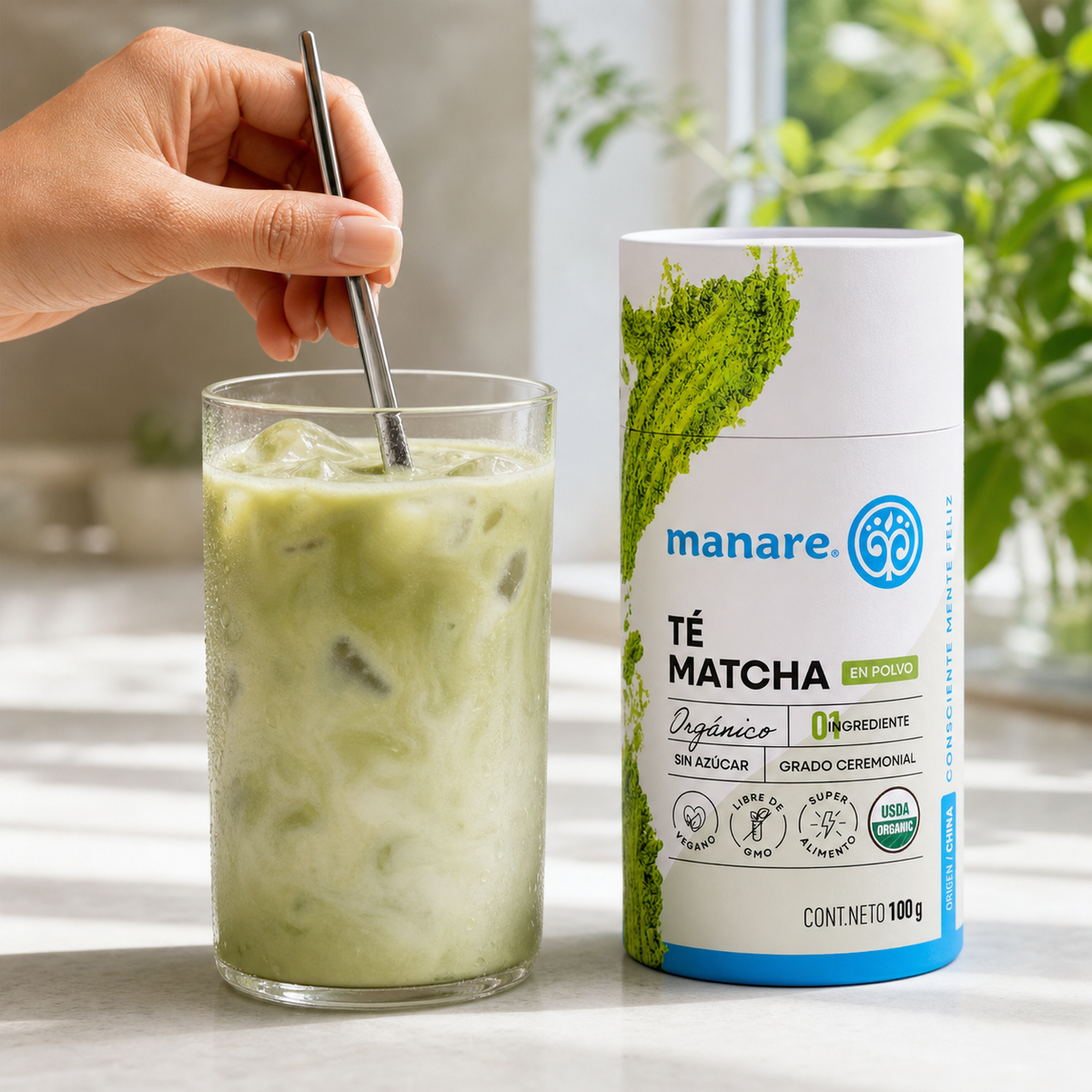 Té Matcha en Polvo Orgánico Sin Azúcar Manare 100 g