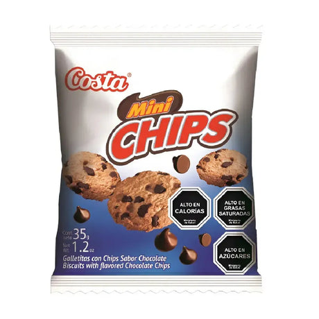 Galleta Mini Choco Chips Costa 30 Unidades.
