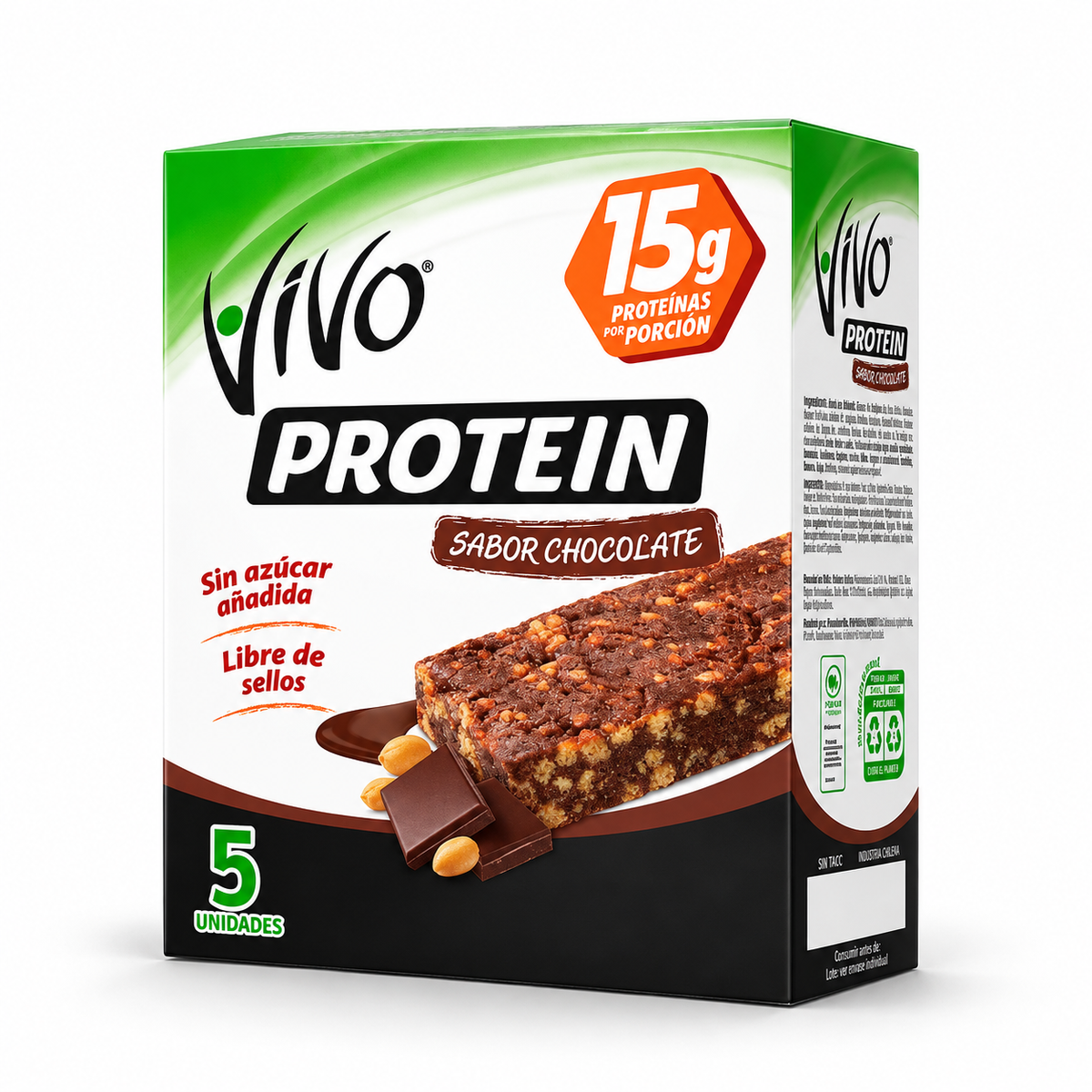 Barras de Proteína Vivo Sabor Chocolate 5 Un de 40 g