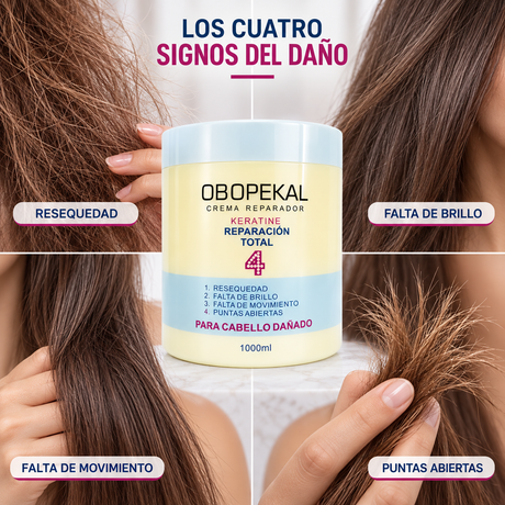 Crema Capilar Keratina Reparación Total 4 Obopekal 1000 ml