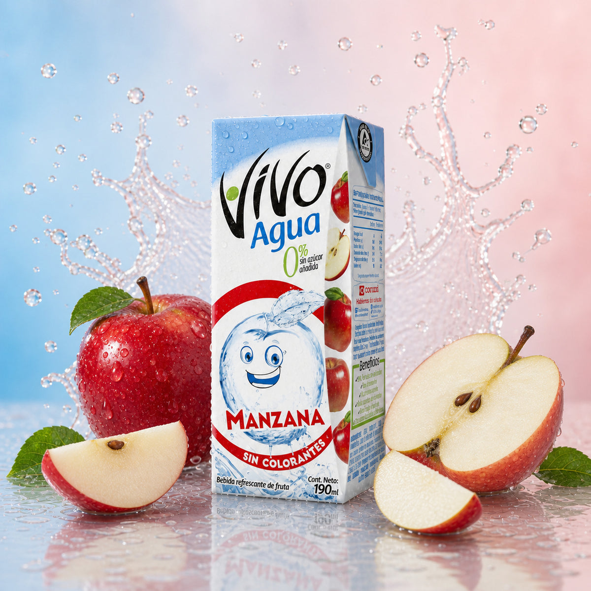 Agua Saborizada de Manzana Vivo Caja 24 Un de 190 ml