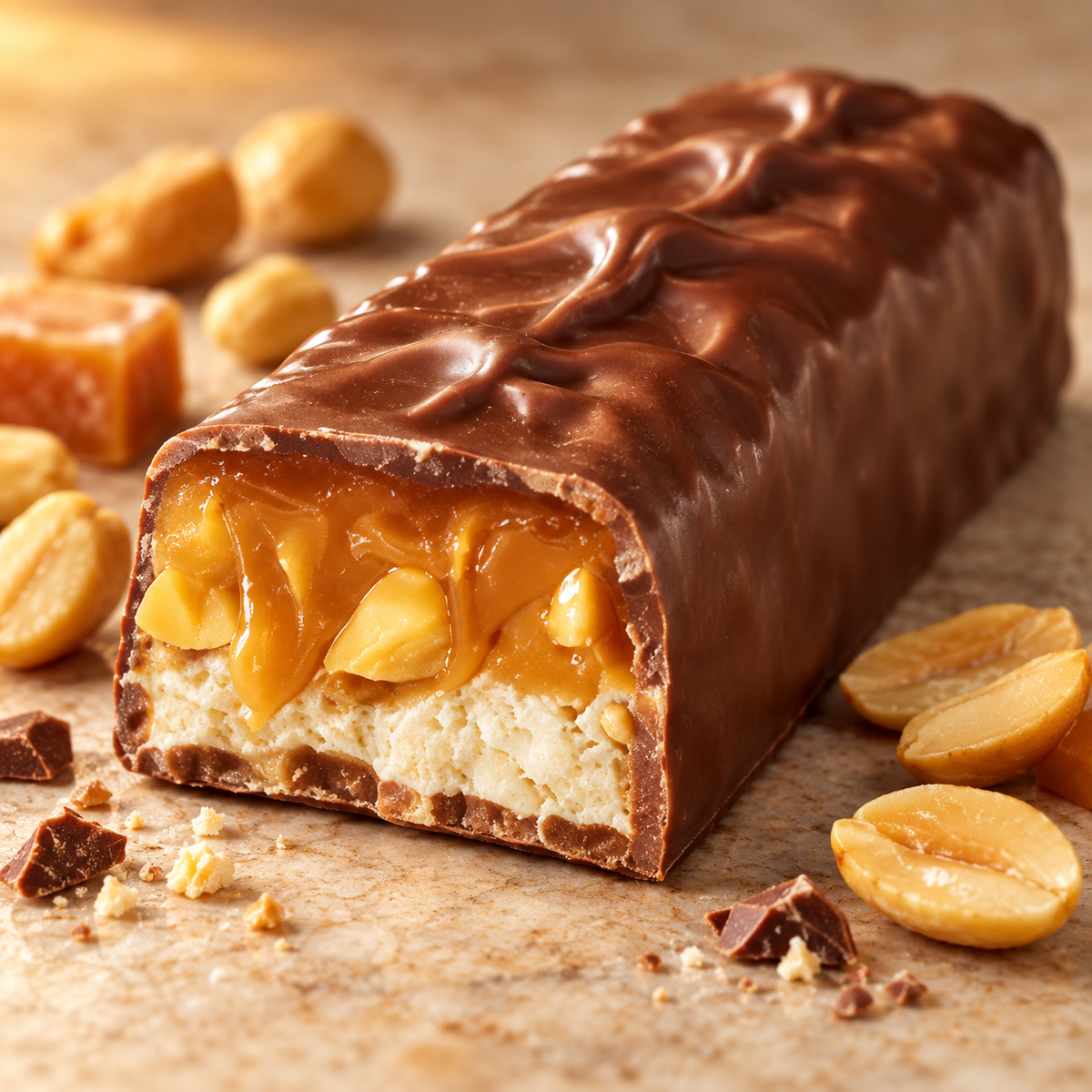 Barra de Chocolate Turrón Maní y Caramelo Winergy Caja 12 un.