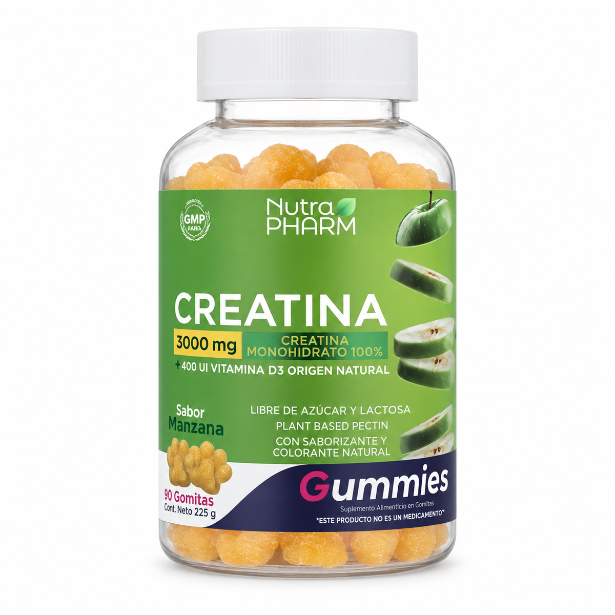 Gomitas de Creatina y Vitamina D3 Manzana NutraPharm 90 Un