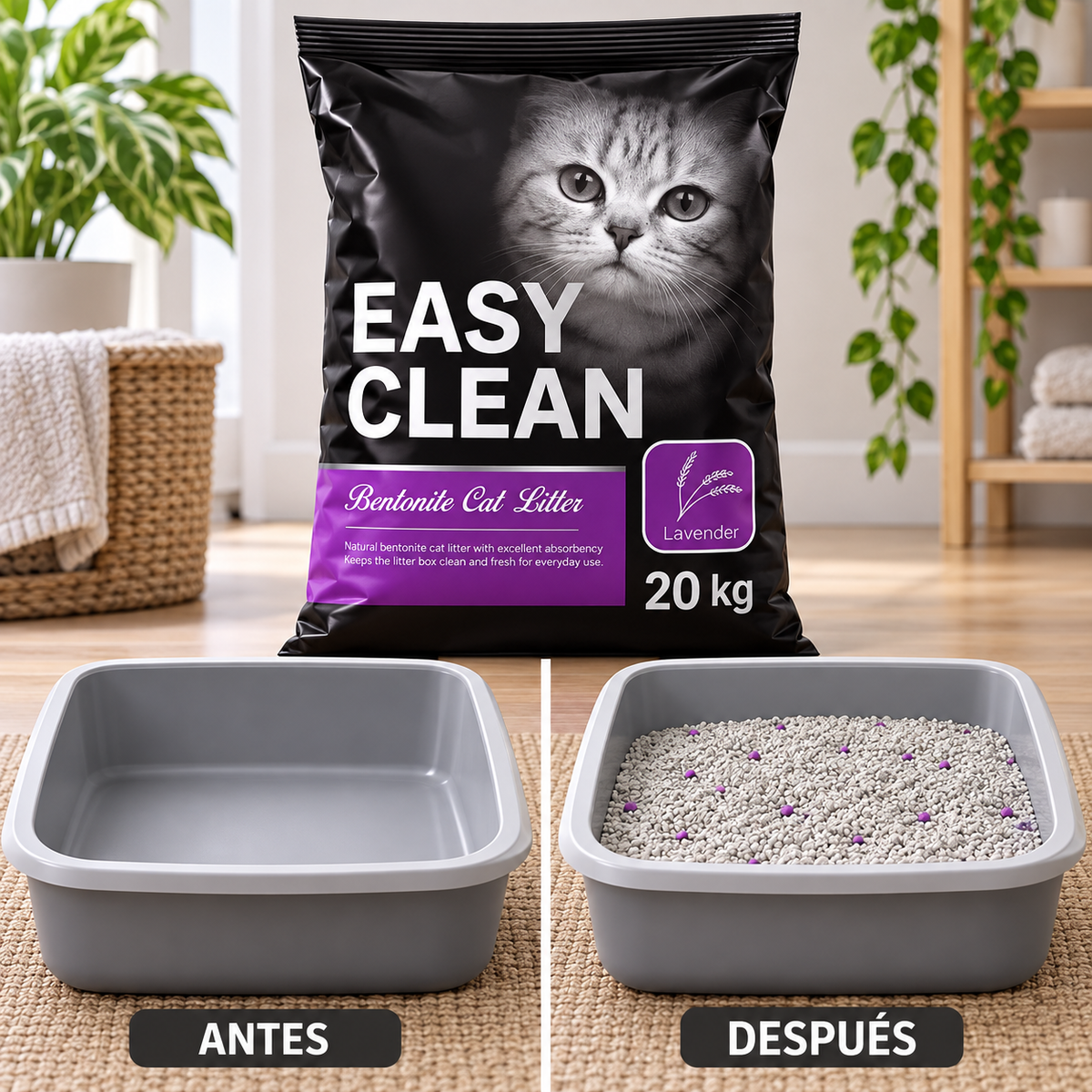 Arena Aglutinante Sanitaria para Gatos Easy Clean Lavanda 20 kg