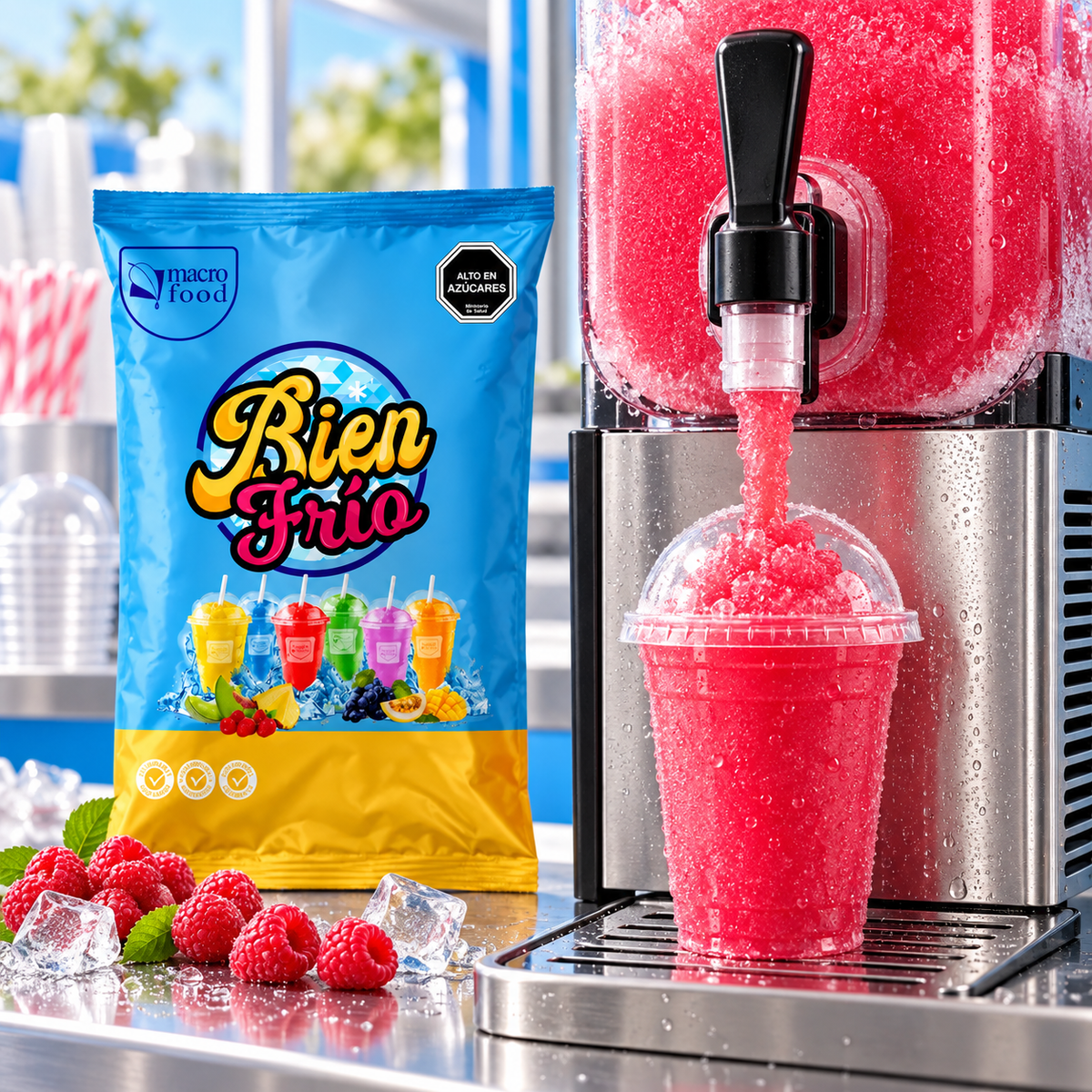 Granizado para Vending Bien Frío Frambuesa Rinde 10 Litros