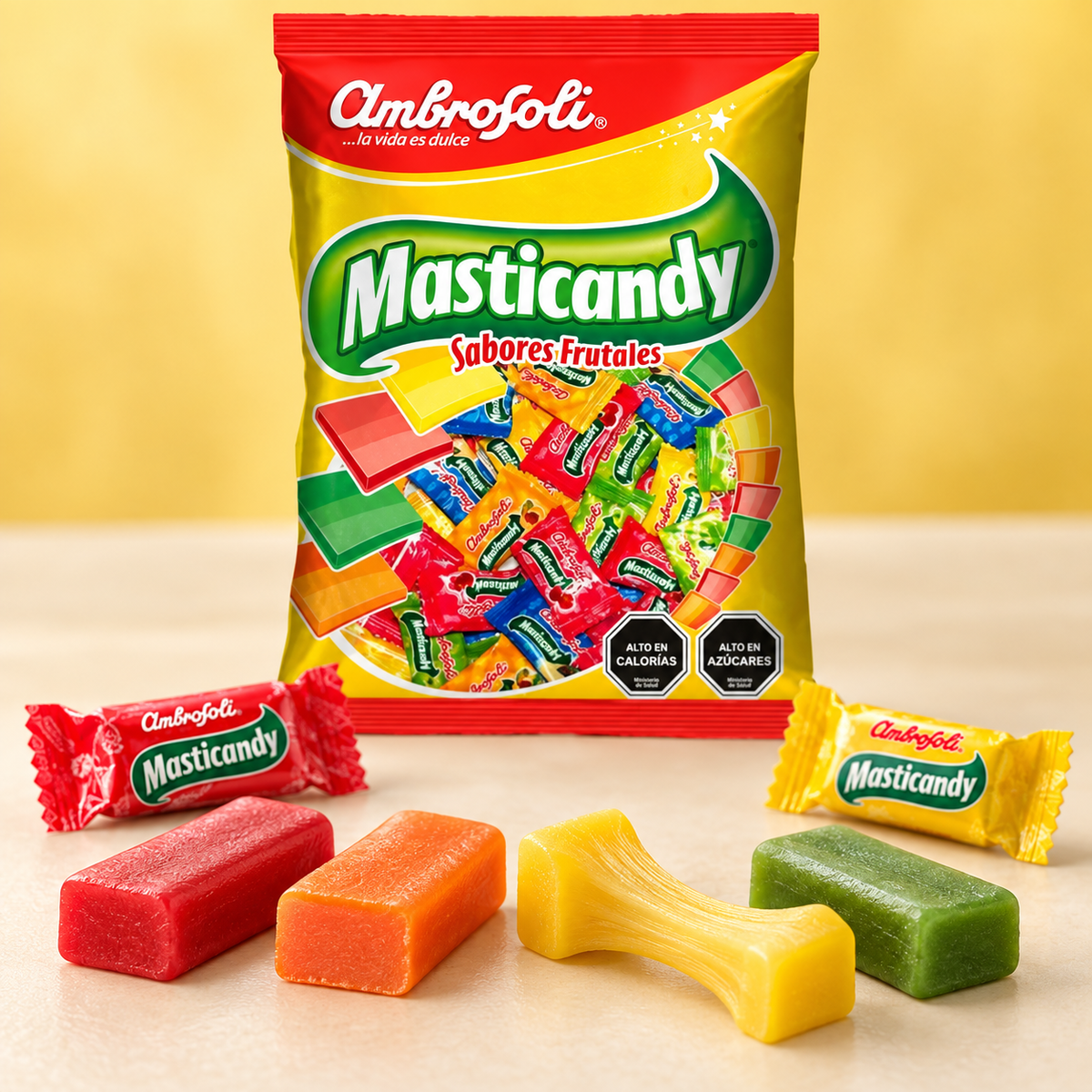 Caramelos Masticables Masticandy Ambrosoli Sabores Frutales Bolsa 200 un.