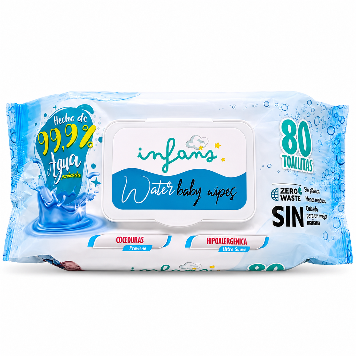 Toallitas Húmedas Infans 99.9% Agua Purificada 80 Un