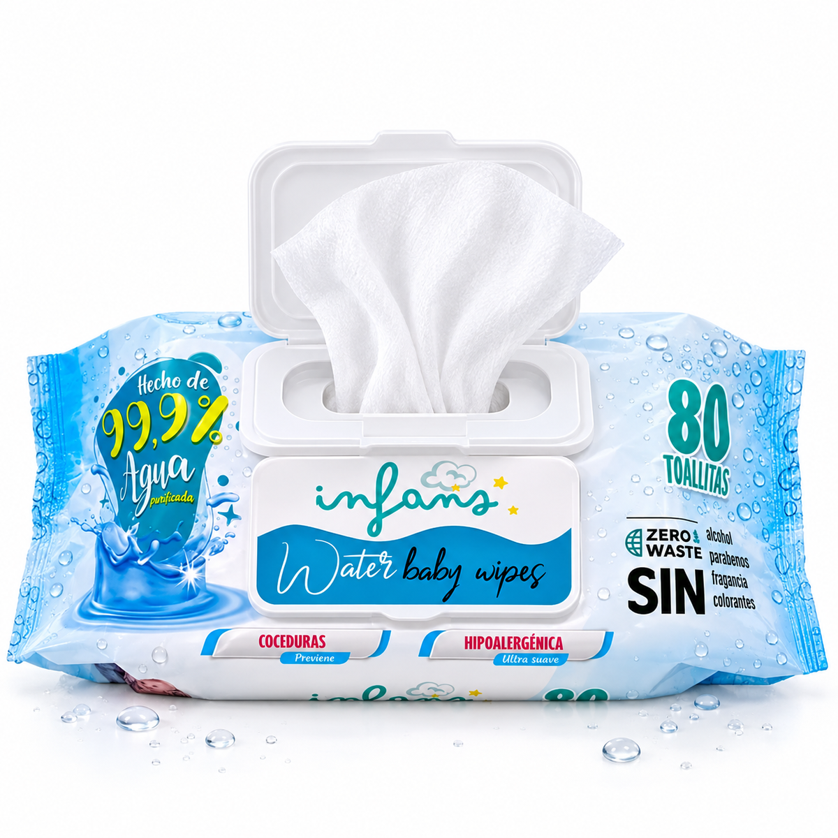 Toallitas Húmedas Infans 99.9% Agua Purificada 80 Un