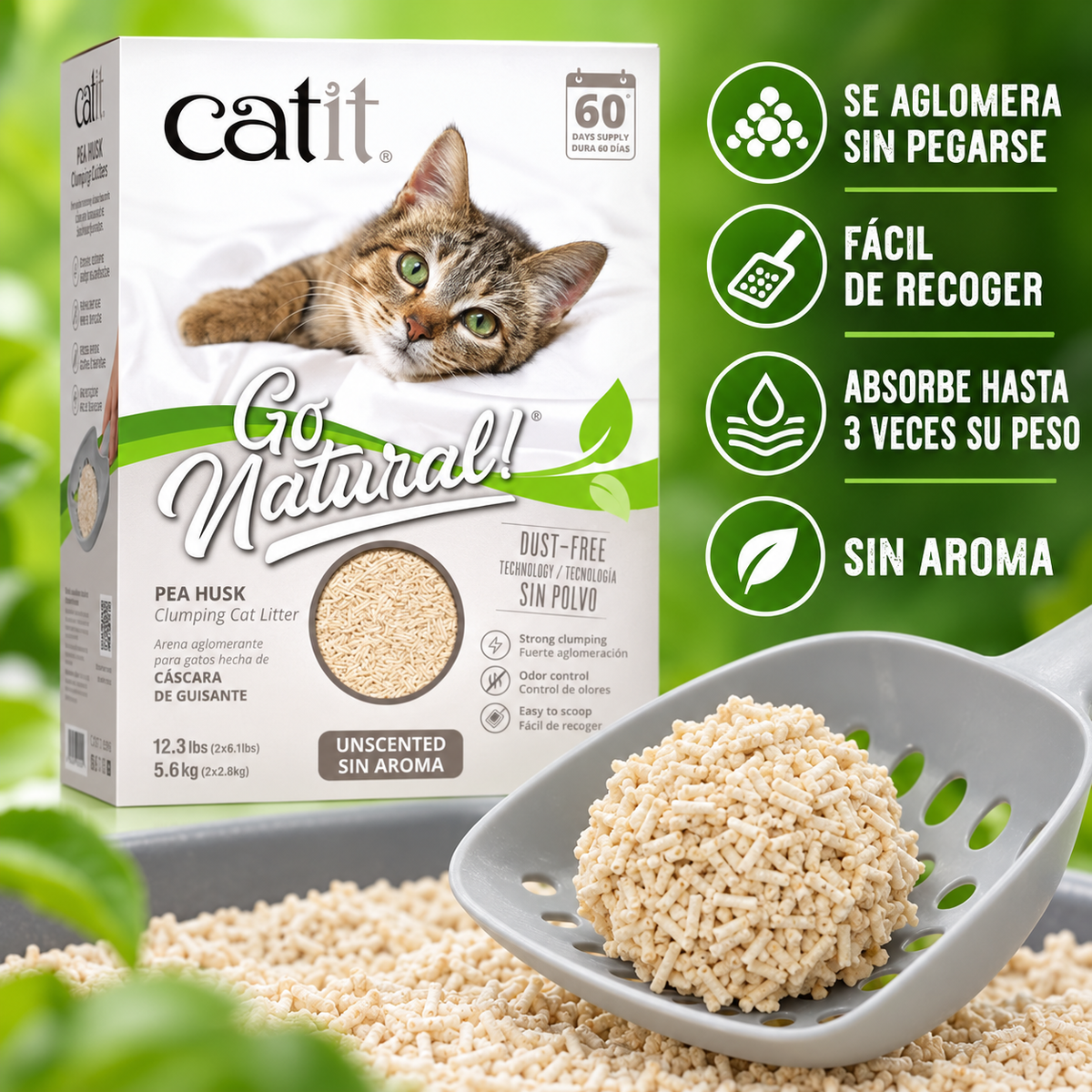 Arena para Gatos Catit Go Natural Sin Aroma 5,6 kg