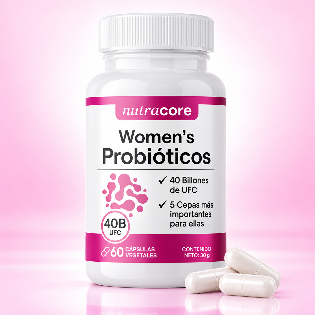 Probióticos Mujer 40 Billones Nutracore 60 Cáps