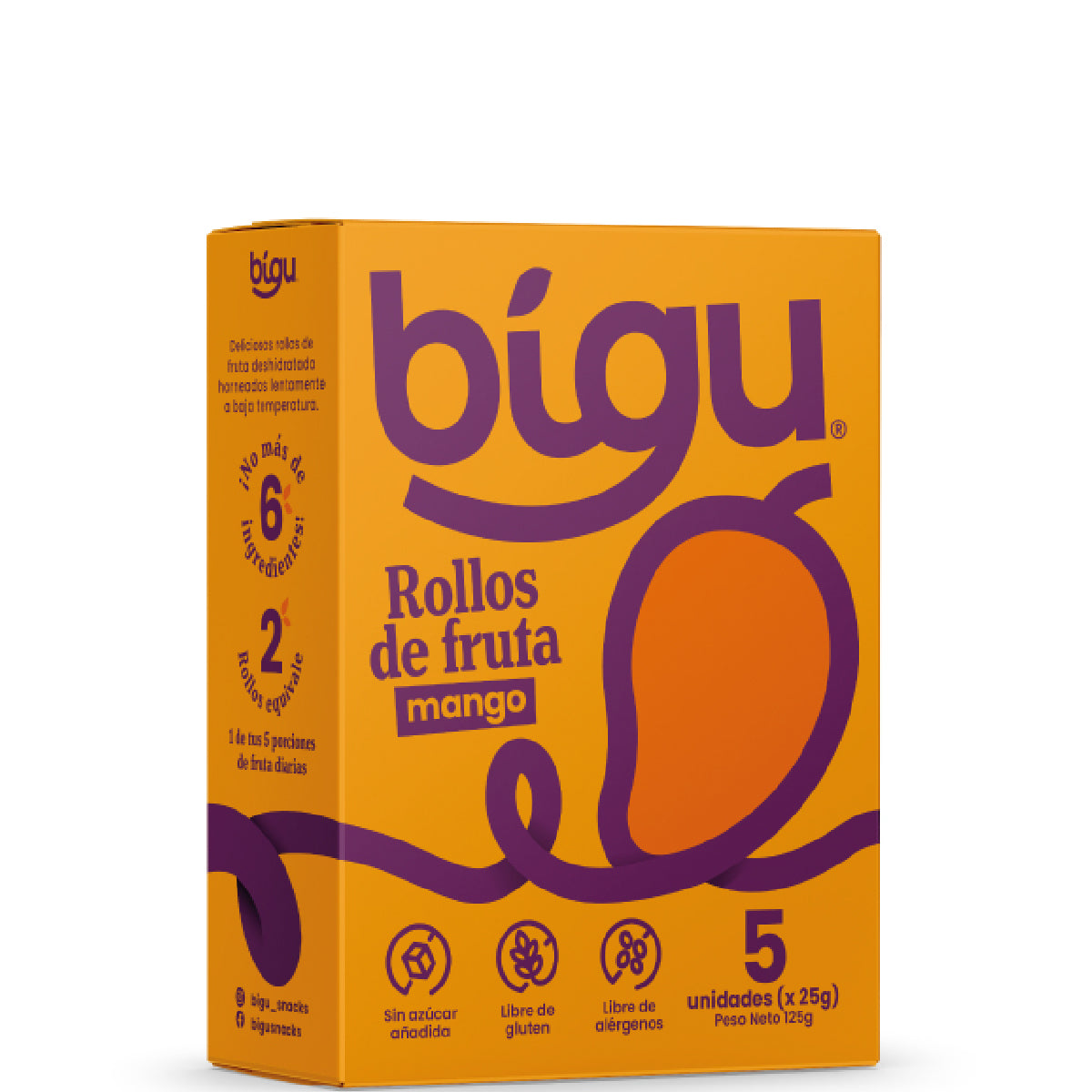 Rollos de Fruta Mango Bigu 5 Un de 25 g