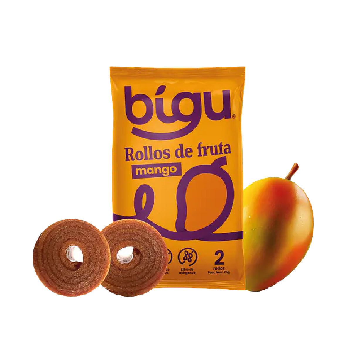 Rollos de Fruta Mango Bigu 5 Un de 25 g