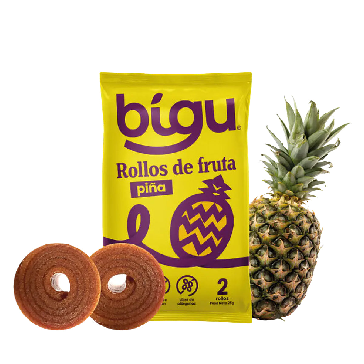 Rollos de Fruta Piña Bigu 5 Un de 25 g