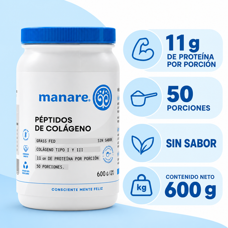 Péptidos de Colágeno en Polvo Manare Sin Sabor 600 g