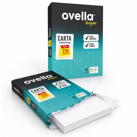 Resma Papel Tamaño Carta Blanco Ovella 75 g/m² de 250 Hojas